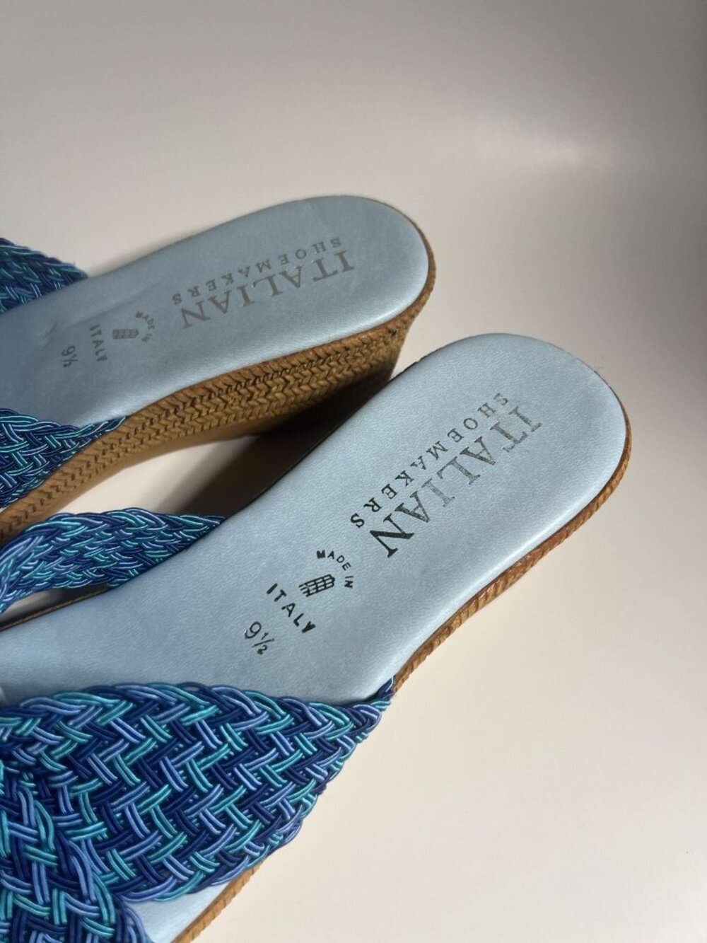 Italian Shoemakers Rhinestone Wedge Sandals Blue Women’s Size 9.5 - Picture 5 of 14